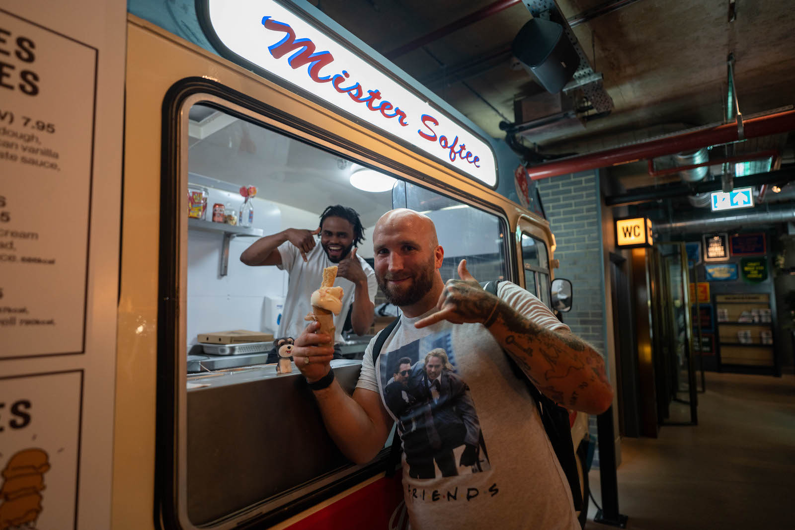 Writer Tom Usher buying an ice cream at the giant Brewdog