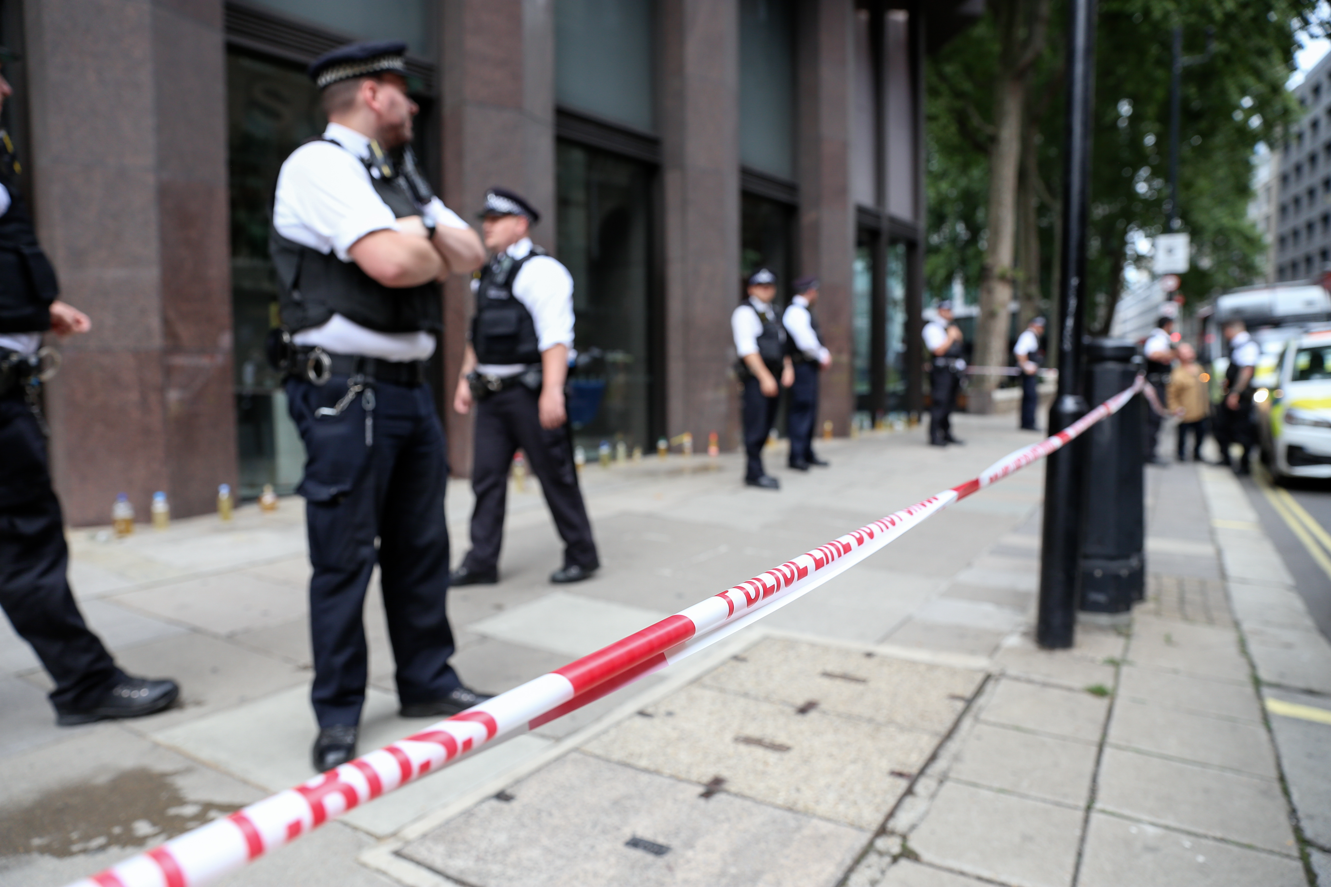 Police set up a police cordon around the office.