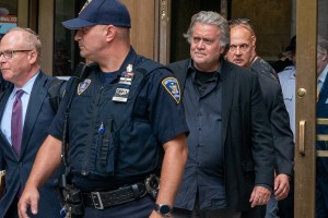 Steve Bannon, former advisor to former President Donald Trump departs criminal court after his arrangement in NYS Supreme Court on September 08, 2022 in New York City.