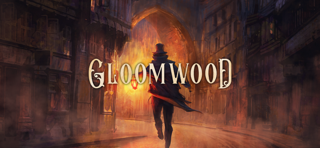 Key Art from Gloomwood, a figure wearing a long black jacket and top hat walks down a smoggy victorian era engli