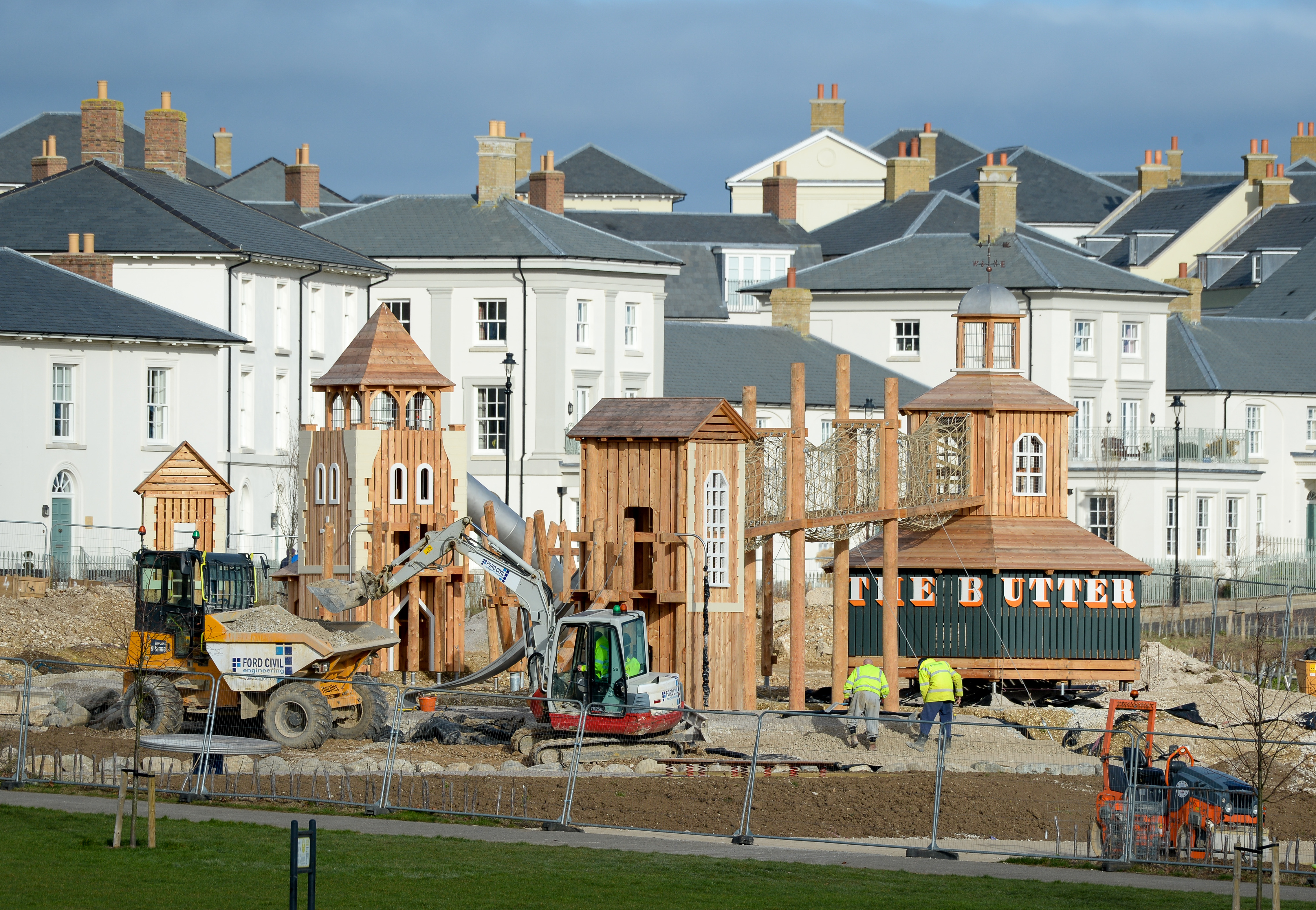 A playground being built in Poundbury earlier this year. Photo: Finnbarr Webster/Getty Images