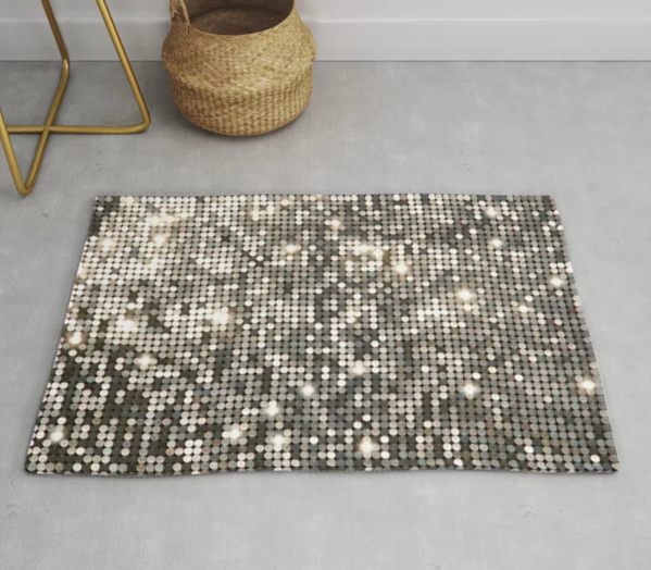 Silver Metallic Sequins Rug