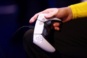 Detail view of a PS5 controller during the FIFAe World Cup 2022 group stage as part of the FIFAe Finals 2022 on July 15, 2022 in Copenhagen, Denmark.