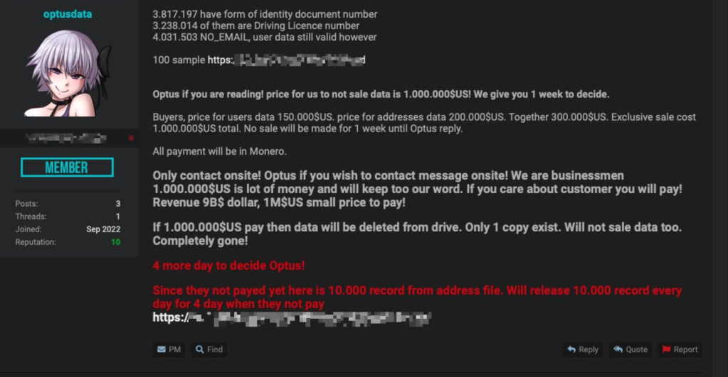 ​A screenshot of the ransom message