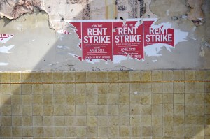 Poster for rent strike in Victoria