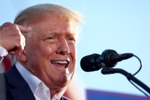 Former U.S. President Donald Trump speaks during a campaign rally at Legacy Sports USA on October 09, 2022 in Mesa, Arizona.