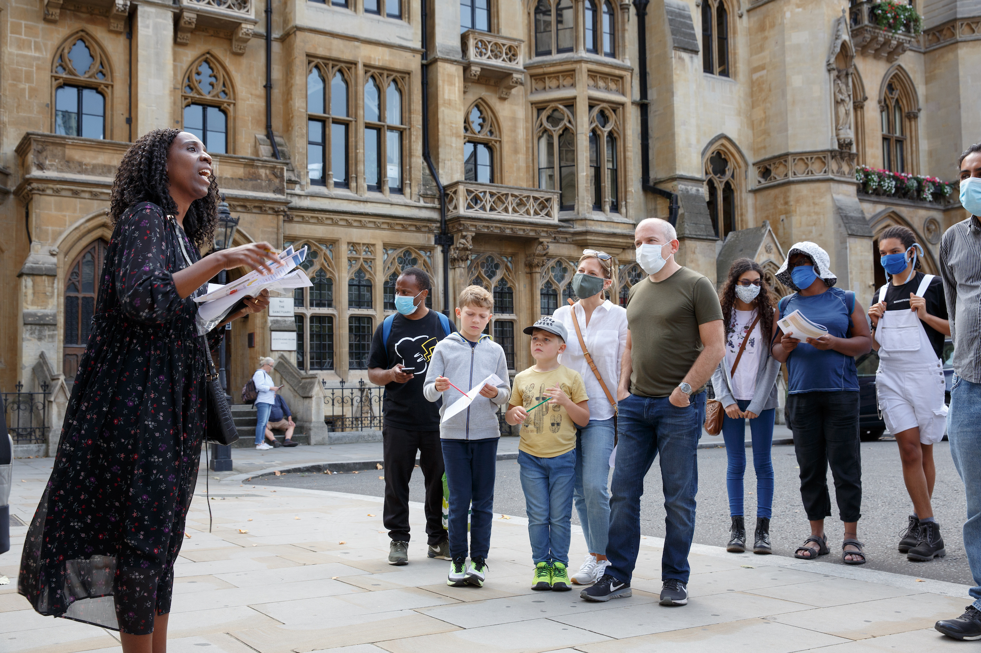 Black Tudors guide talking to tour attendees.