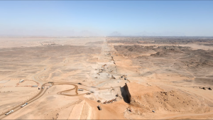 New Drone Footage Shows Saudi Arabia's Desert Megacity 'The Line' Under Construction