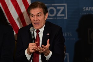 Republican U.S. Senate candidate Dr. Mehmet Oz speaks on October 13, 2022 in Philadelphia, Pennsylvania.