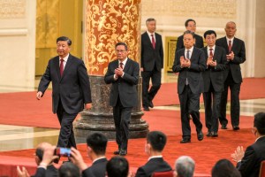 CHINA'S LEADER XI JINPING WITH THE NEW POLITBURO STANDING COMMITTEE. PHOTO: WANG ZHAO/AFP​