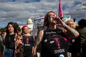 Abortion-rights activists rally on Capitol Hill in Washington DC.