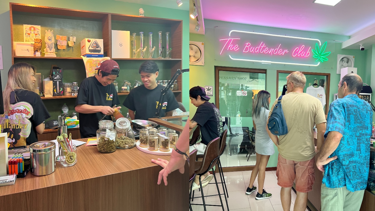 Customers shop at the Budtender Ganja Dispensary in Pattaya.