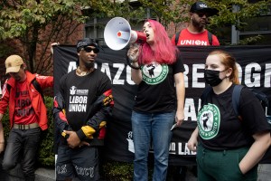 starbucks and amazon joint protest