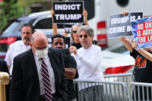 Former Trump Organization chief financial officer Allen Weisselberg arrives for a hearing on his criminal case at Manhattan Criminal Court on August 12, 2022 in New York City.