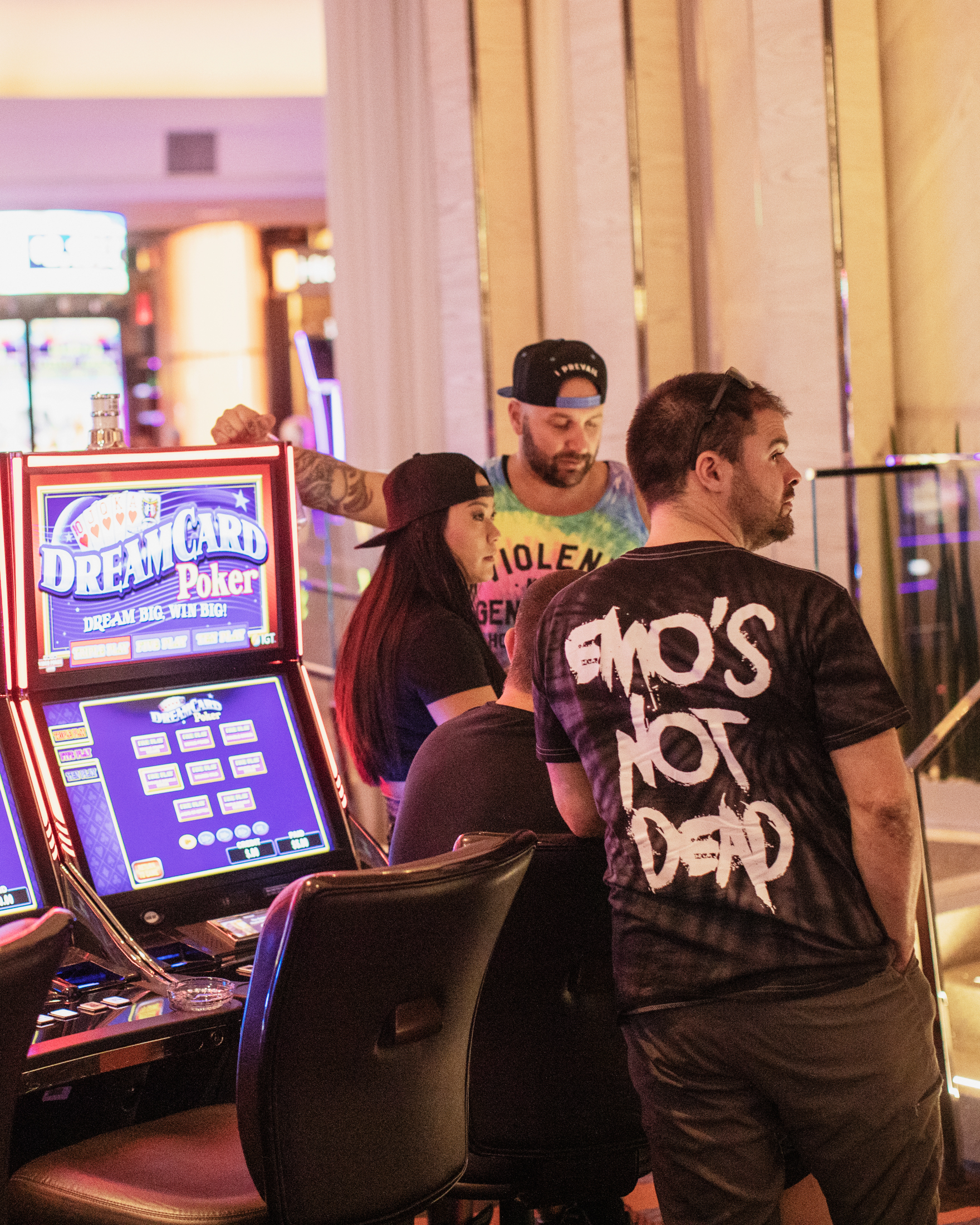 Emos hanging around the slot machine in Las Vegas for When We Were Young