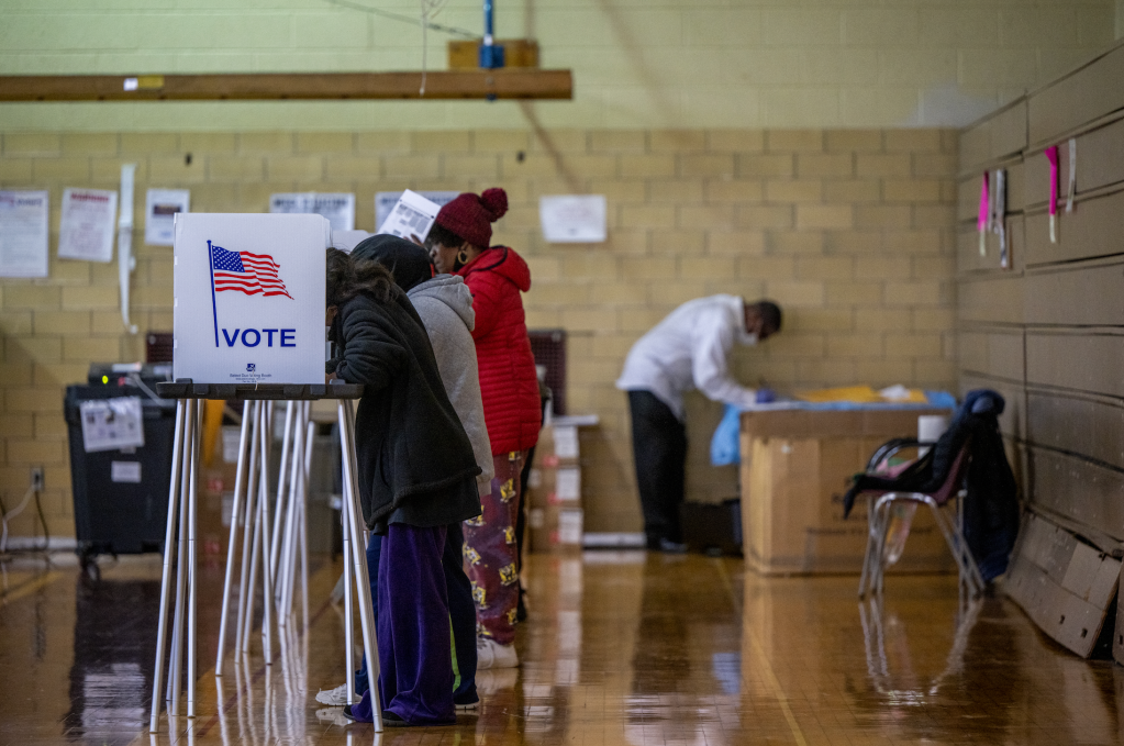 People cast their ballots on November 8, 2022 in Detroit, Michigan.