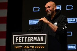 Democratic Senate candidate John Fetterman speaks to supporters during an election night party on November 9, 2022 in Pittsburgh, Pennsylvania.