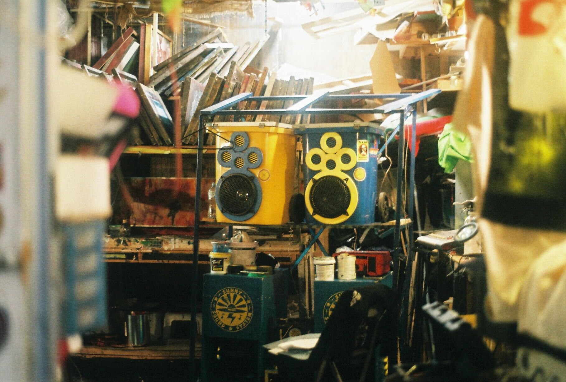 Speakers made from Wheelie bins for an upcoming protest (Photo by Julie Fenwick)