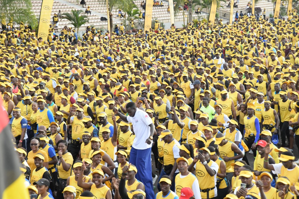 Runners prepare to take part in the MTN Kampala Marathon.