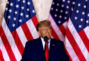 Former US President Donald Trump speaks at the Mar-a-Lago Club in Palm Beach, Florida, on November 15, 2022.