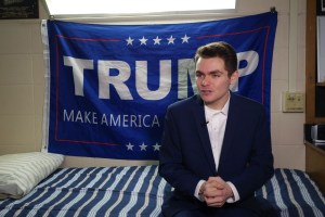 Nick Fuentes, answers question during an interview with Agence France-Presse in Boston, Massachusetts, on May 9, 2016.