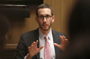 Senator Scott Wiener talks to the editorial board at the San Francisco Chronicle.