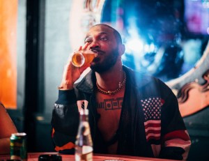 JPEGMAFIA drinking a beer