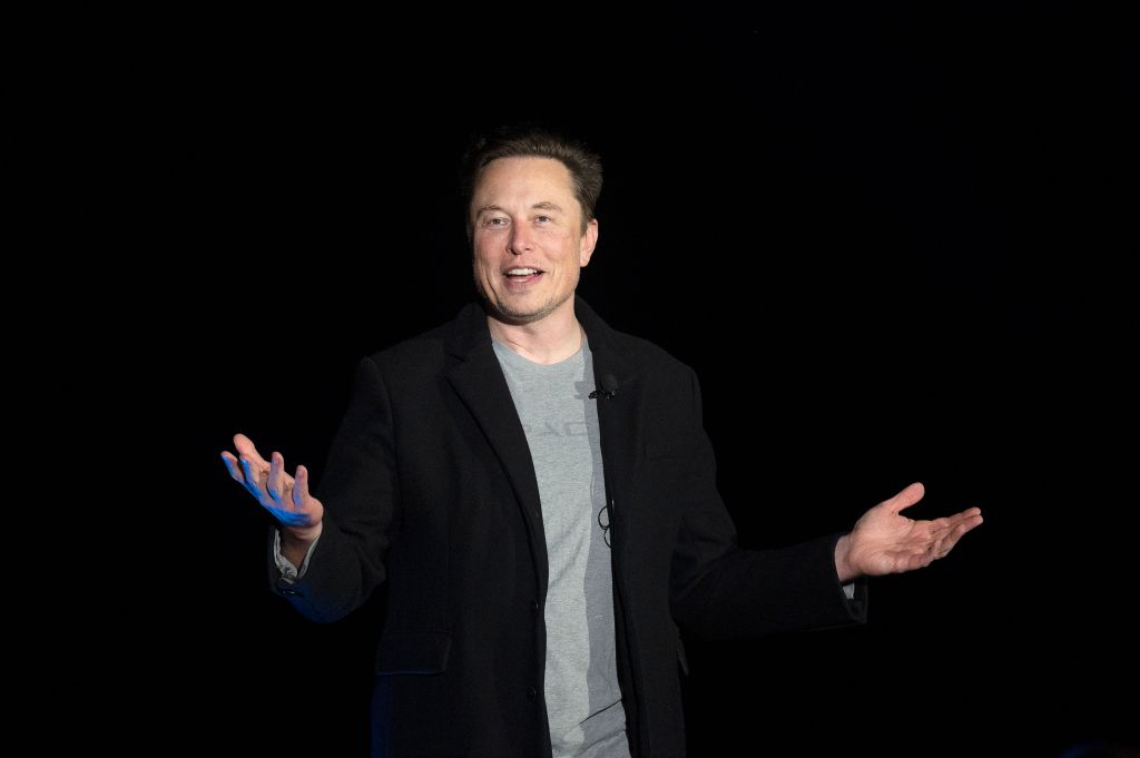 Elon Musk speaks at SpaceX's Starbase facility in South Texas on February 10, 2022.