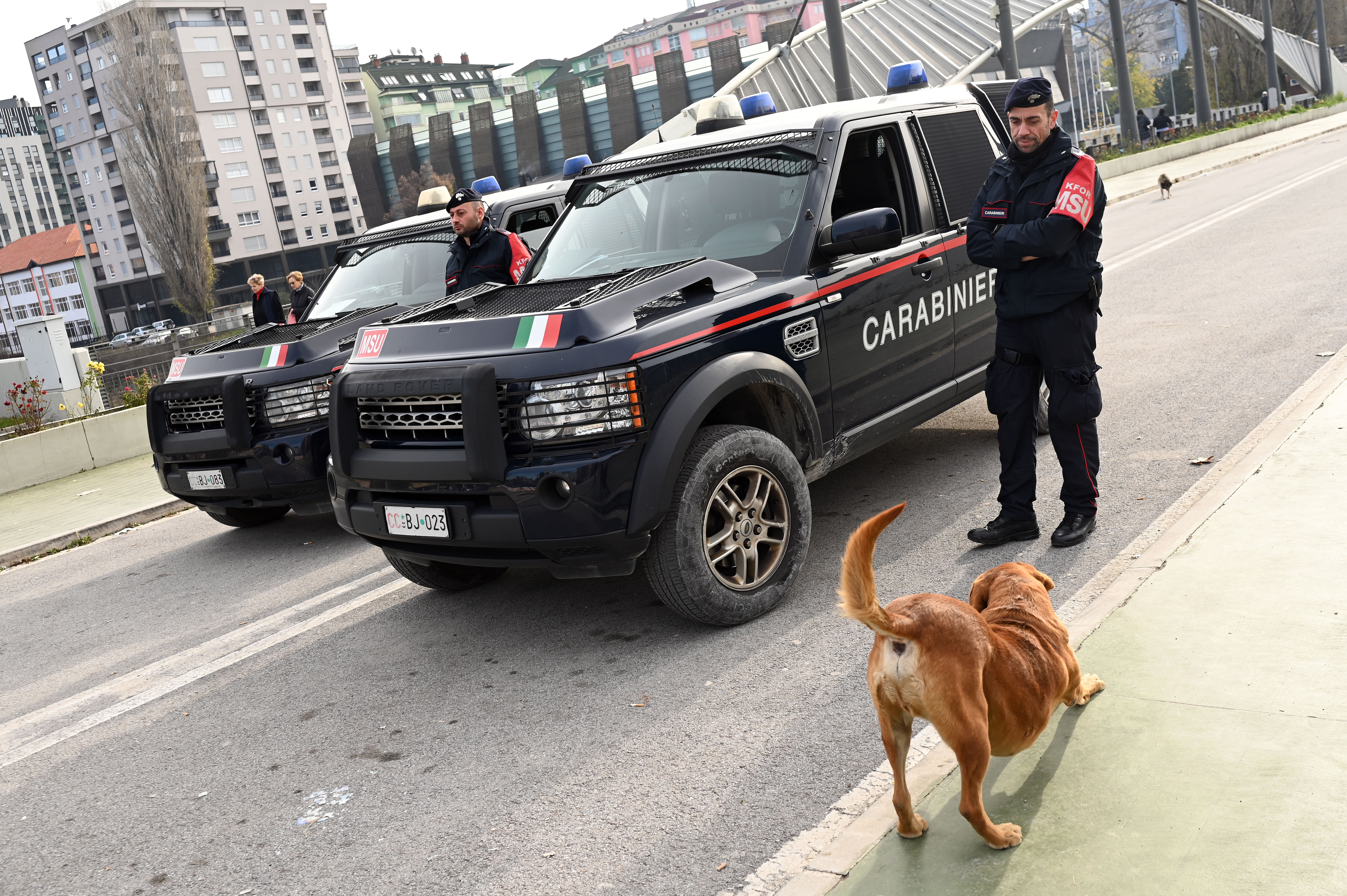 The Ibar River bridge connects 40,000 mostly Serbs with the rest of Kosovo, a nation they don’t recognise. North Mitrovica’s Serb population is surrounded by nationalist symbols and exhortations to fight the rule of the Albanian dominated government.