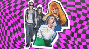 Travis Barker with Kourtney Kardashian​, Hayley Williams of Paramore and Gerard Way of My Chemical Romance