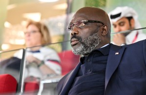 President of Liberia George Weah during the FIFA World Cup Qatar 2022 Group B match between USA and Wales.