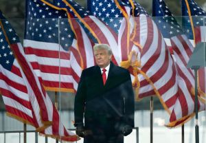 US President Donald Trump arrives to speak to supporters from The Ellipse near the White House on January 6, 2021, in Washington, DC.