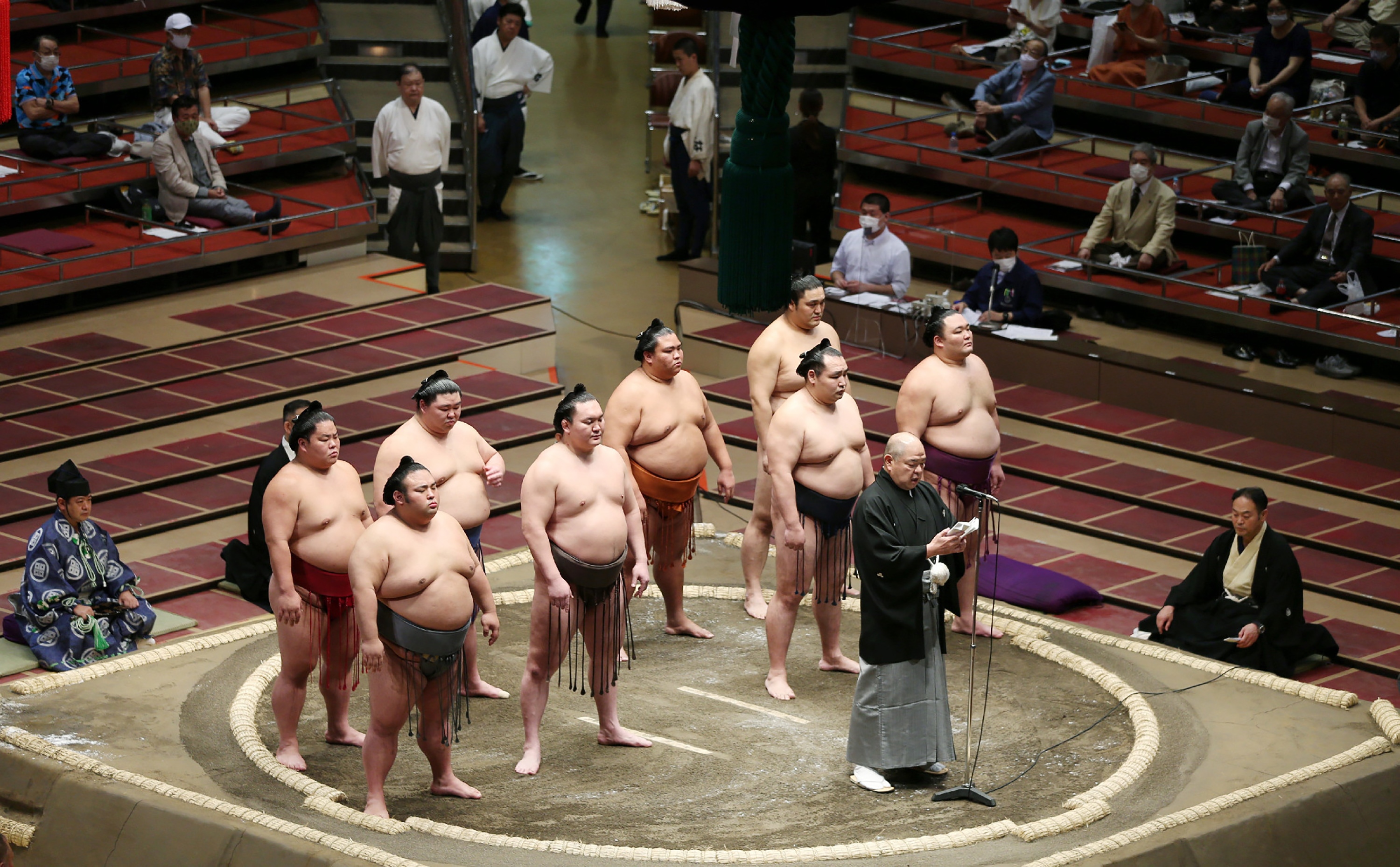 Ex-wrestler Daisuke Yanagihara said the Sumo Association told him he had to keep competing in tournaments, despite fears over contracting COVID-19 with his underlying health conditions. Photo: STR/JIJI PRESS/AFP via Getty Images