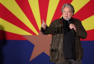 Steve Bannon speaks during a get out the vote campaign rally on November 07, 2022 in Prescott, Arizona.