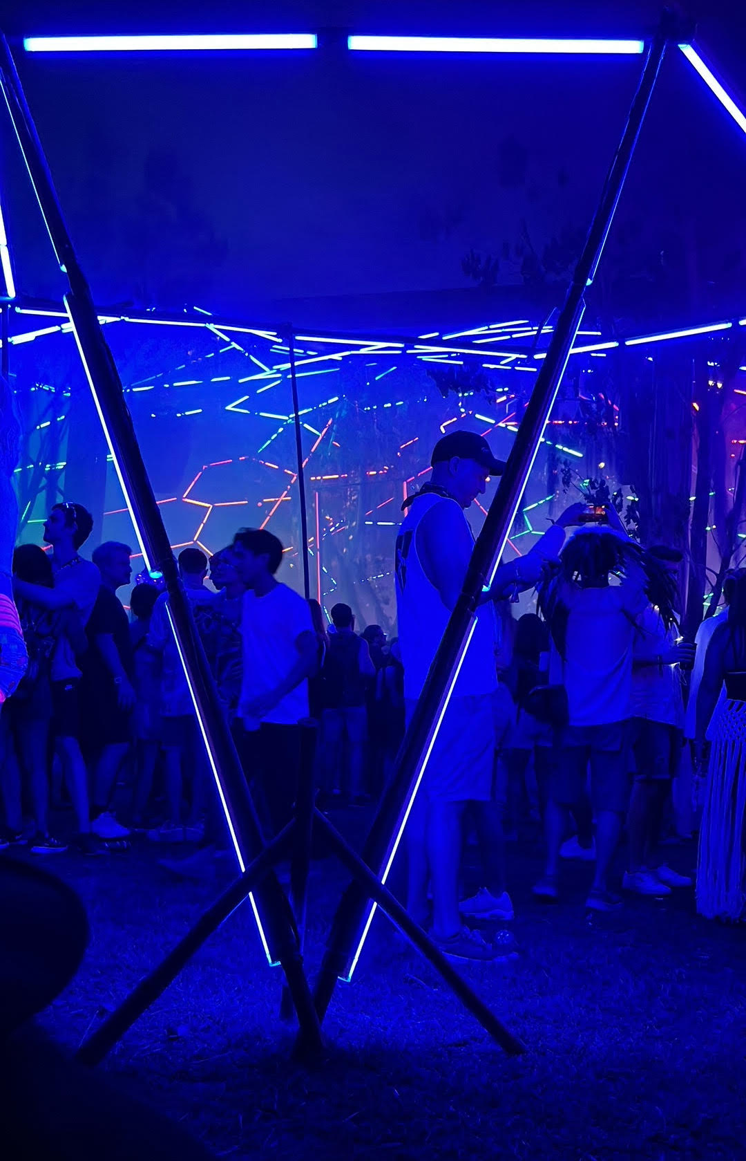 Bella and her friends were dancing at Polygon Live when one of the bamboo structures erected around the stage, similar to the one pictured, started falling.