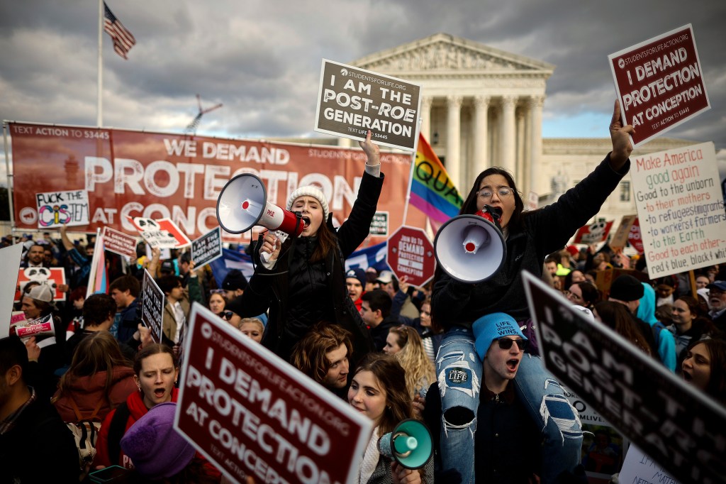 People attend the 50th annual March for Life rally on the National Mall on January 20, 2023 in Washington, DC.​