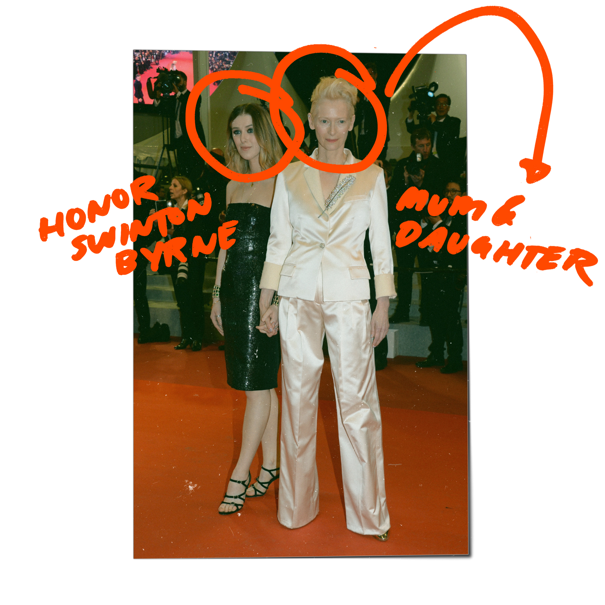 Honor Swinton Byrne with Tilda Swinton on the red carpet