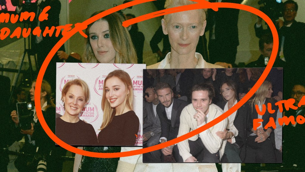 Tilda Swinton with Honor Byrne Swinton, Phoebe Dynevor with Sally Dynevor and Brooklyn Beckham with parents