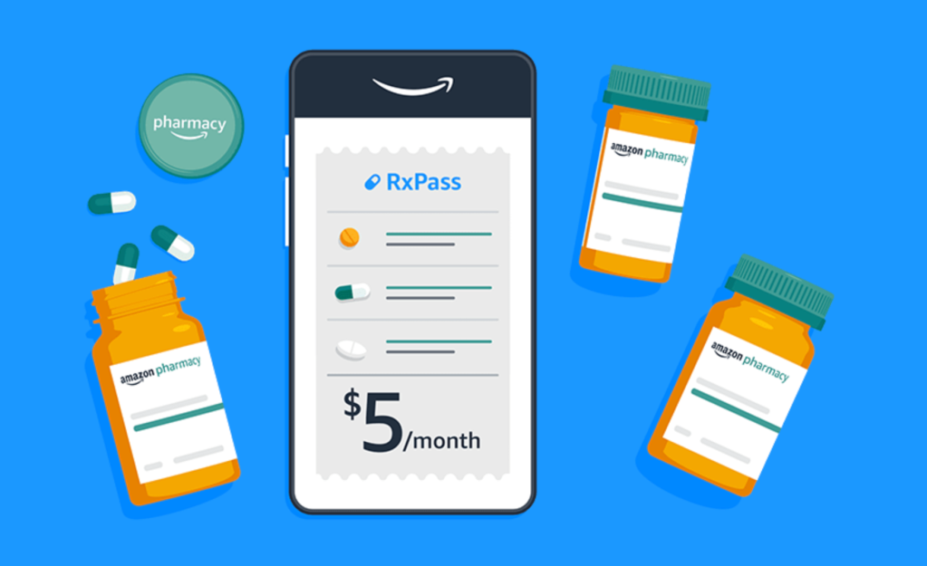 screenshot of Amazon Pharmacy RxPass information site for prescription pill subscription