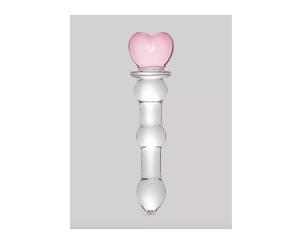 Crystal Heart Wavy Glass Dildo 6 Inch