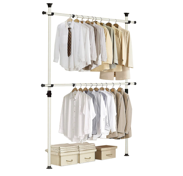 One Touch Double Adjustable Clothes Rack