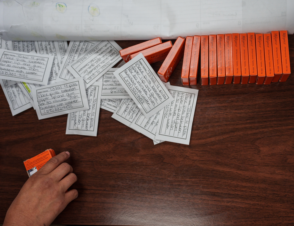 Doses of Mifepristone, the abortion pill, and Misoprostol, which is taken the day after to cause cramping and bleeding to empty the uterus, are pictured at Dr. Franz Theards Womens Reproductive Clinic in Santa Teresa, New Mexico on May 7, 2022.