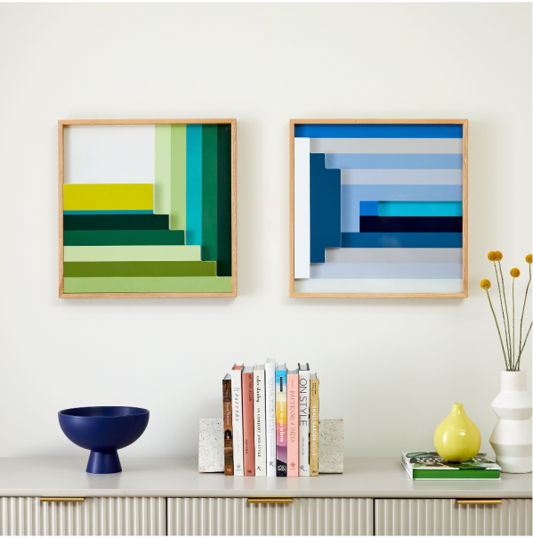 Colorblock Lacquer Square Dimensional Wall Art by Margo Selby