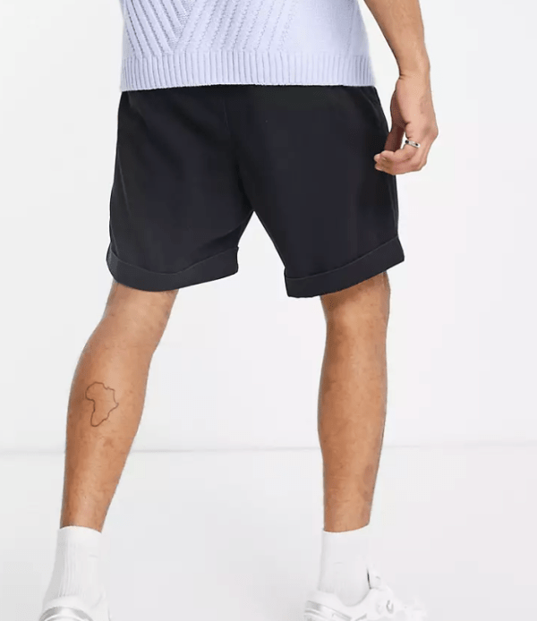 asos black Denim Short With Pleat Detail