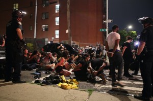 Police officers arrest protesters for breaking the curfew as they continued to protest demanding an end to police brutality and racial injustice over the death of George Floyd on June 4, 2020 in New York City, United States.