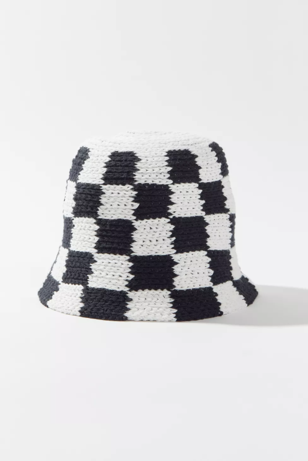 Checkered Crochet Bucket Hat