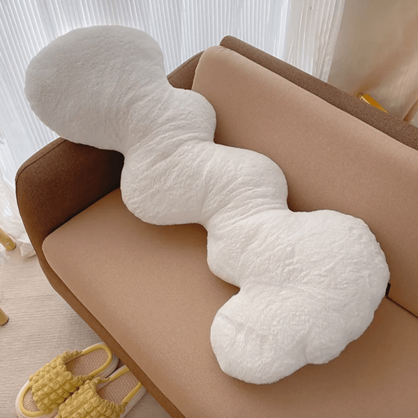 White Cotton Plush Wavy Full Body Pillow