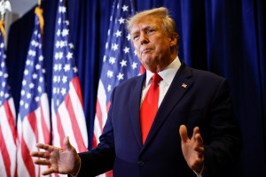 Former U.S. President Donald Trump speaks to reporters before his speech at the annual Conservative Political Action Conference (CPAC) at Gaylord National Resort & Convention Center on March 4, 2023 in National Harbor, Maryland.