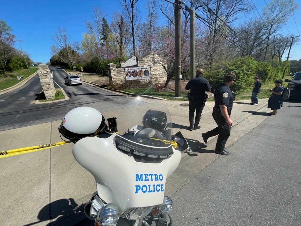 Police at the scene of a school shooting.