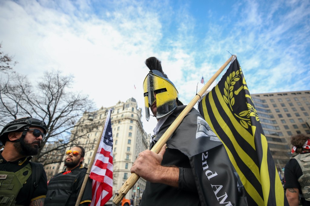 Pro-Trump protesters and Proud Boys gathered during the "Million MAGA March" from Freedom Plaza to the US Capitol in Washington, DC, United States on December 12, 2020.